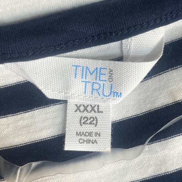 Time And Tru Cinch Front Tank Top Womens XXXL Blue White New Striped - Picture 6 of 10